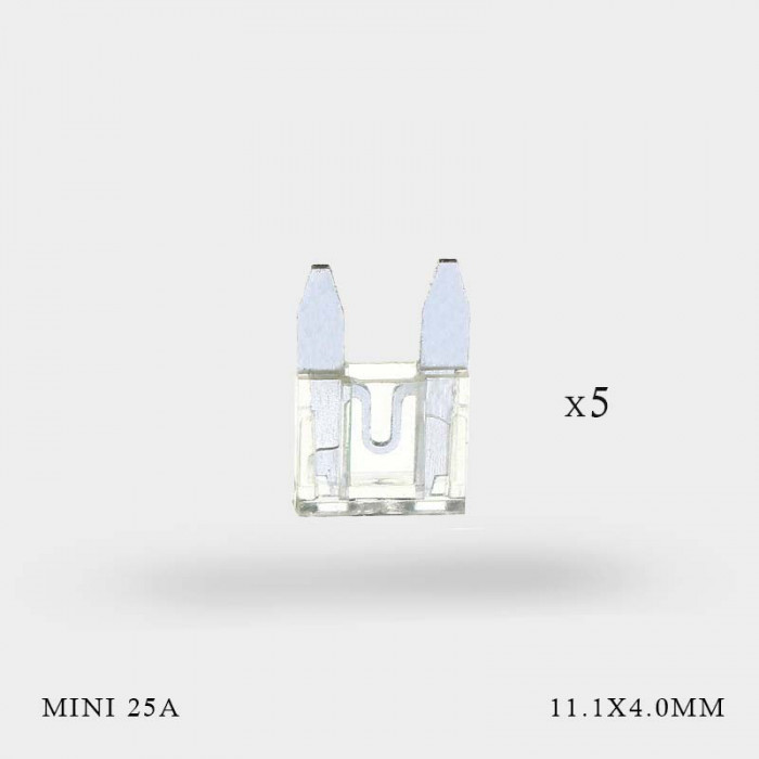 Mini fusibles 25A x 5 sous blister
