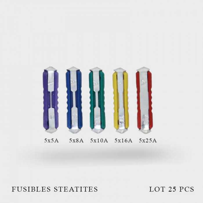 Fusibles stéatites panachés 5-25A 25pcs Fusibles stéatites panachés 5-25A 25pcs