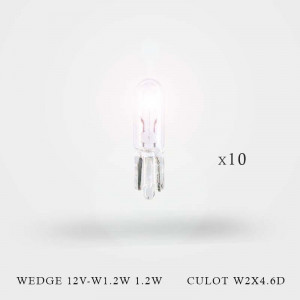 Lampes wedge 12V-W1.2W 1.2W culot W2X4.6D x 10ex allumées