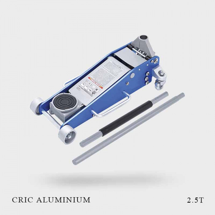  MSW Cric Rouleur Hydraulique Voiture Mobile Roulant  Professionnel Atelier MSW-TJ2500 (Charge Max. 2 500 kg, Course 100-465 mm,  Aluminium, Double Pompe, Long Levier)