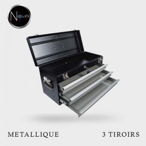 Caisse à outils métallique 3 tiroirs vide