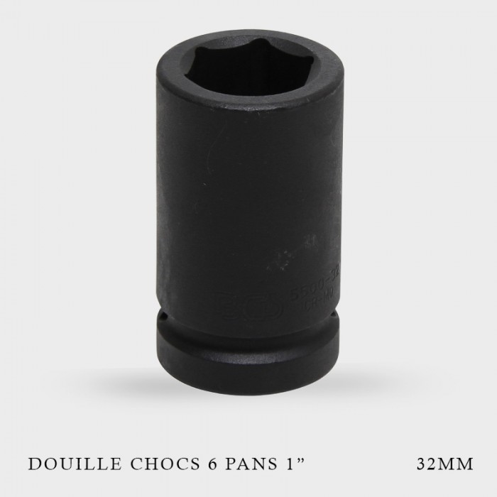 Douille à chocs longue 6 pans 1" 32mm Douille à chocs longue 6 pans 1" 32mm
