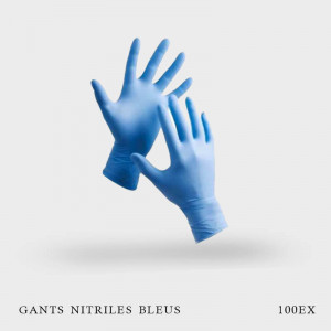 Gants nitriles bleus boite de 100ex